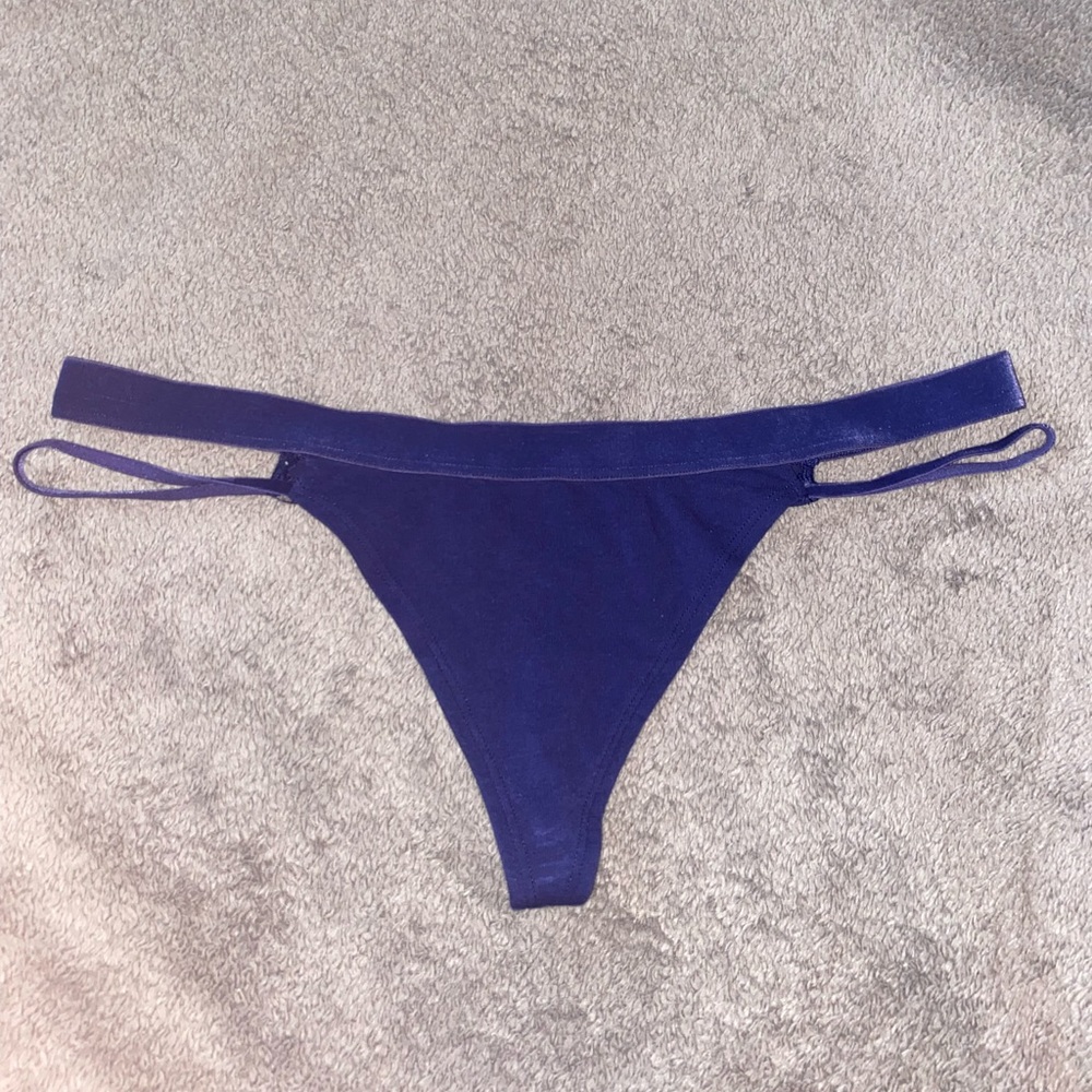 New PINK Strappy Navy Velvet Panty